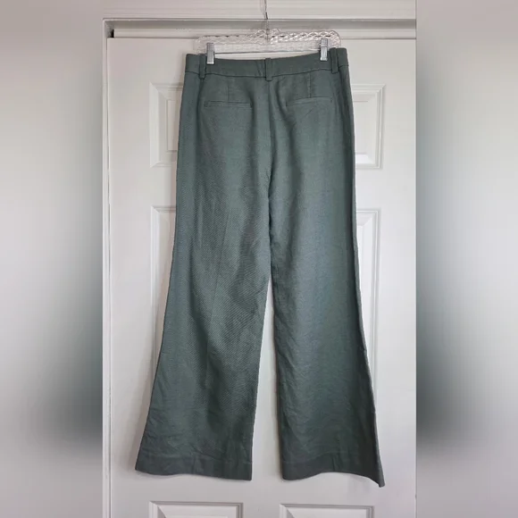 J. Crew Sage Green Carolina Flare Pant in Stretch Linen Blend - Size 8 - Picture 2 of 7